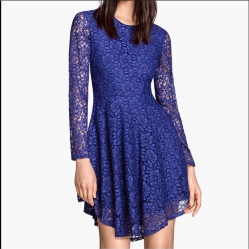 H&M Blue‎ Lace Circle Dress